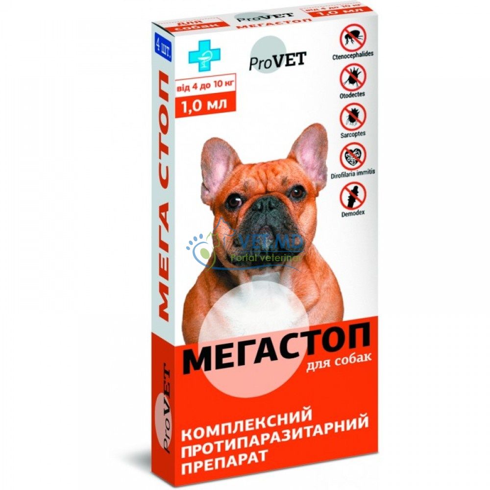 Mega Stop pentru câini de la 4-10 kg, 4 pipete